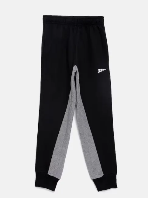 321 Sportswear Black & Grey Colourblocked Slim Fit Track Pant