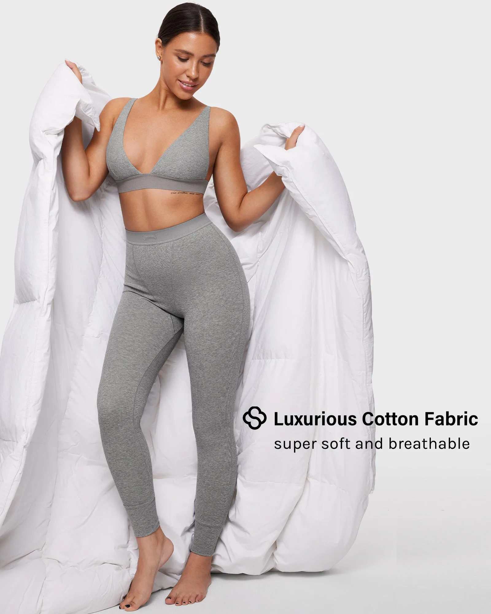 Cotton Ribbed High Waisted Leggings