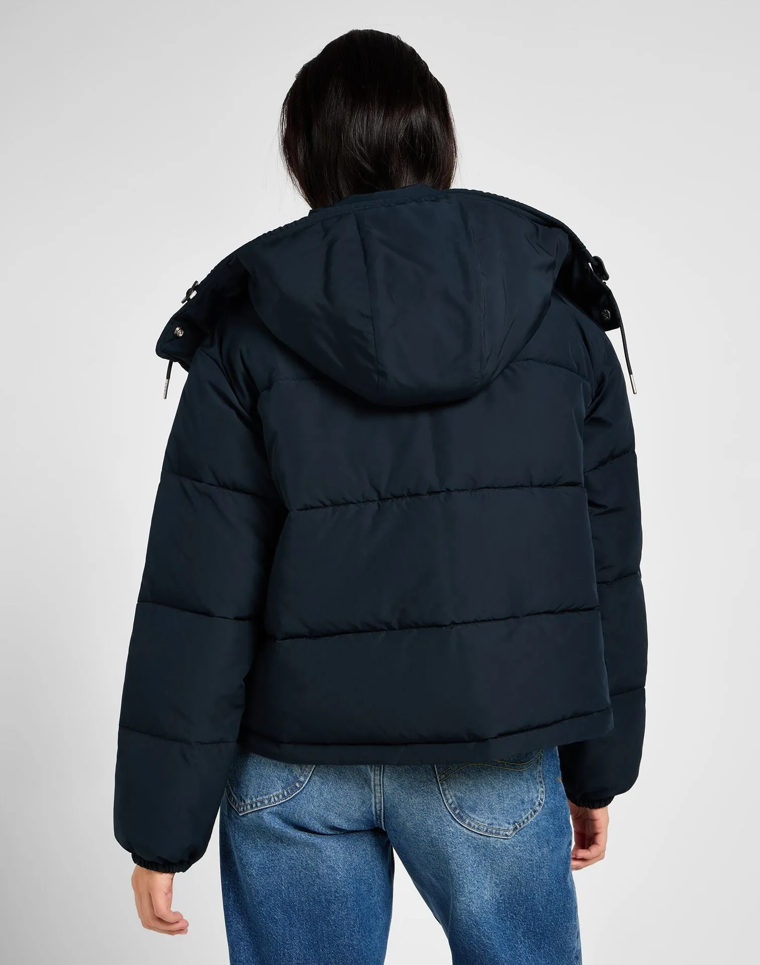 Lee Women's Hooded Short Puffer Jacket In Union Black