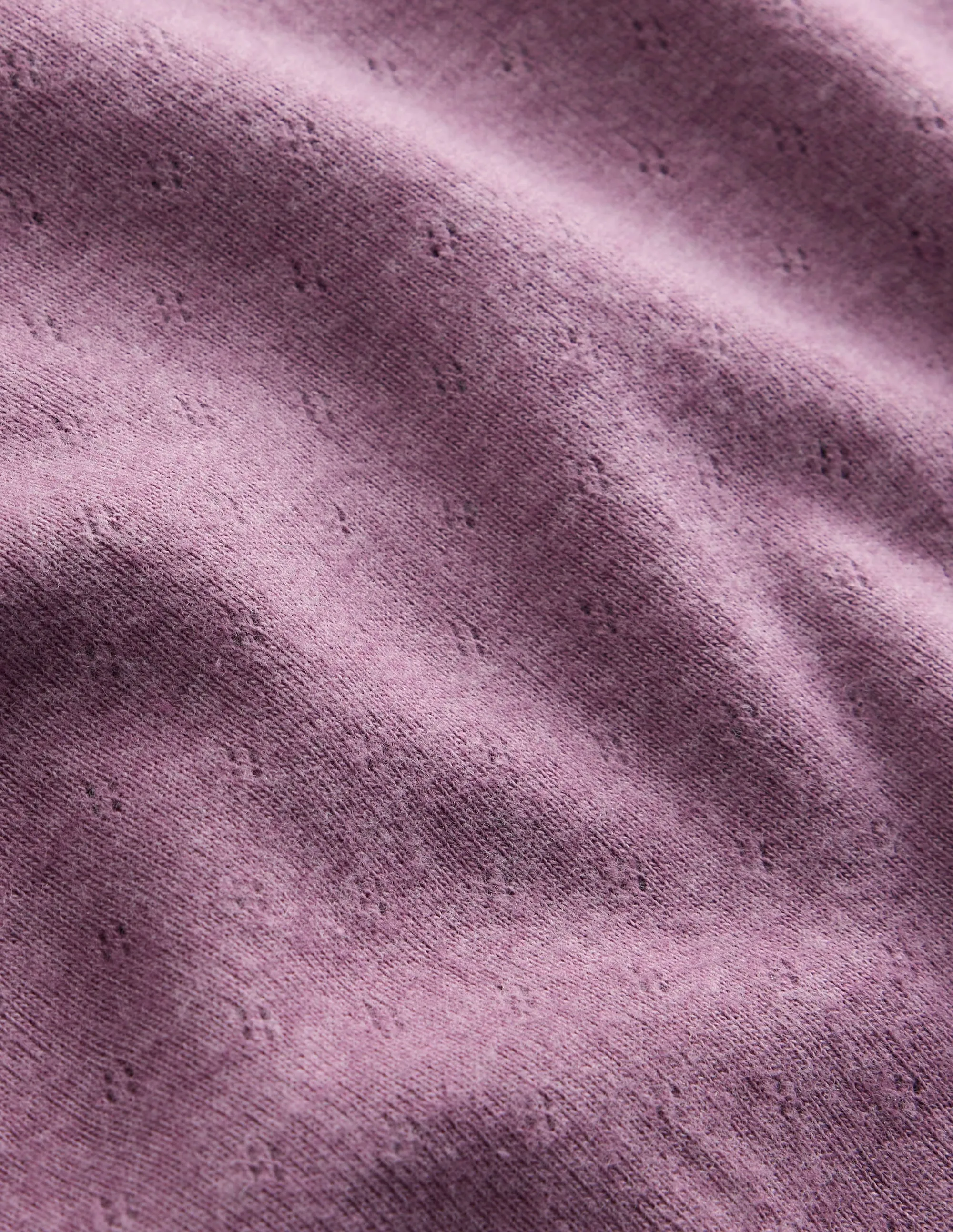Long Sleeve Pointelle Top-Bramble Purple