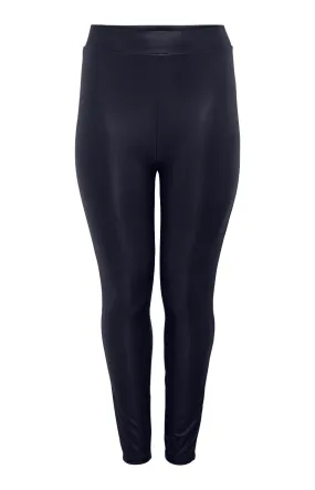 Only Carmakoma Rool Navy Leather Look Leggings