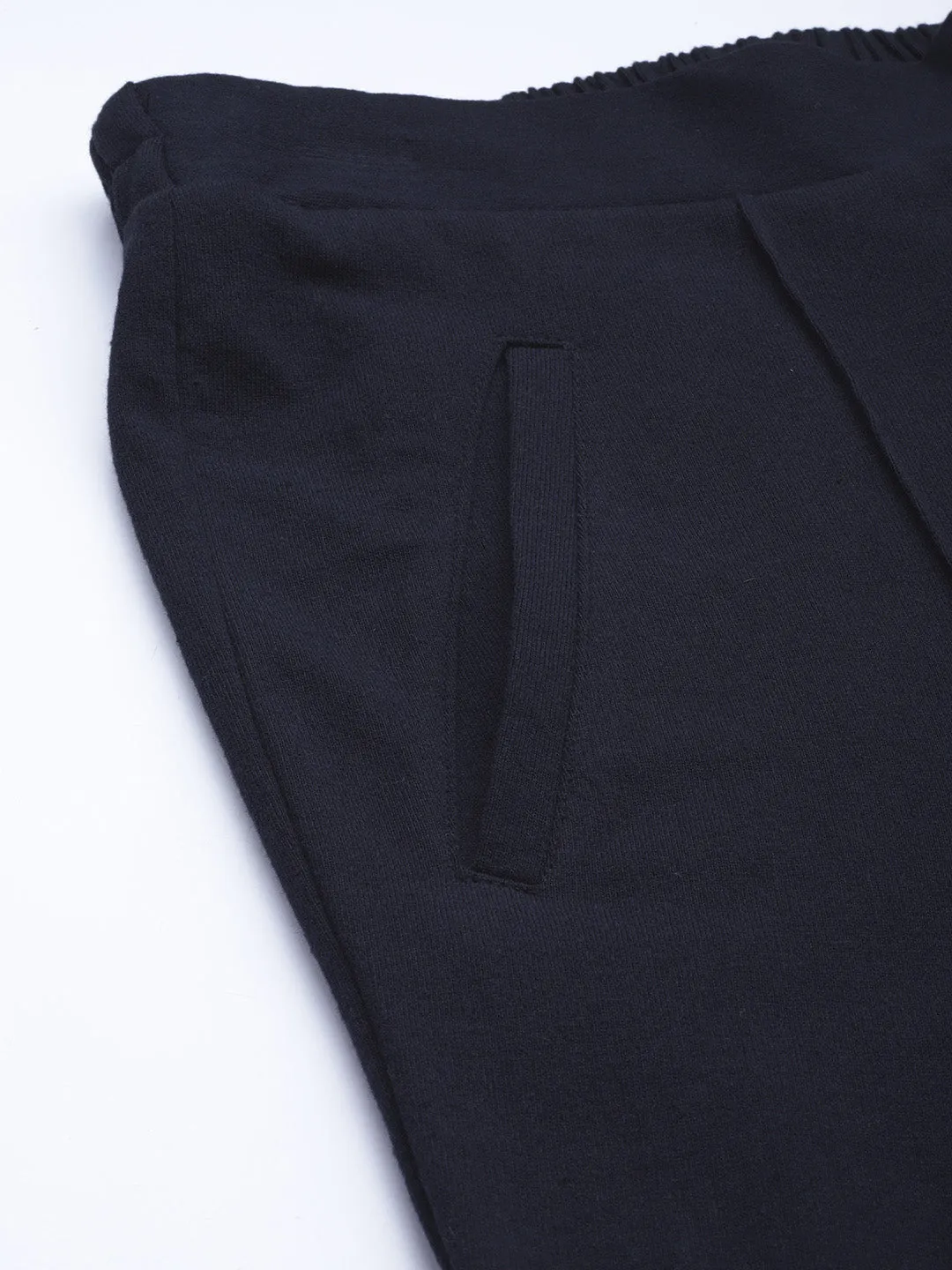 Women Navy Blue Solid Track Pants