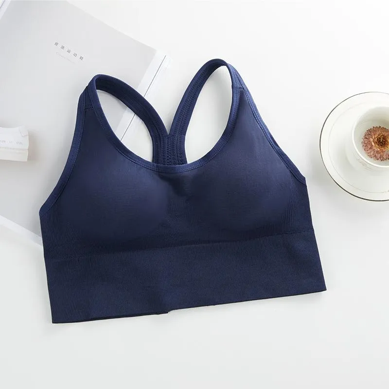 Women's sports vest running shockproof yoga fitness sports bra gather beautiful back cross shoulder strap sports bra
